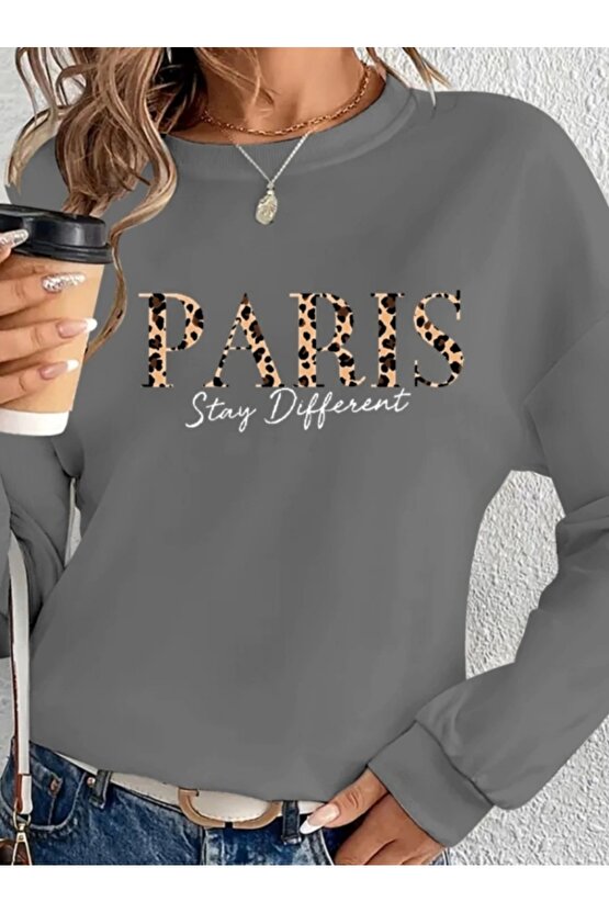 Kadın Uzun Kollu Bisiklet Yaka Desenli Viskon Iki Iplik Bluz