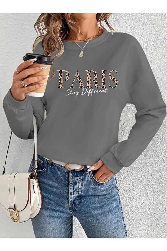 Kadın Uzun Kollu Bisiklet Yaka Desenli Viskon Iki Iplik Bluz