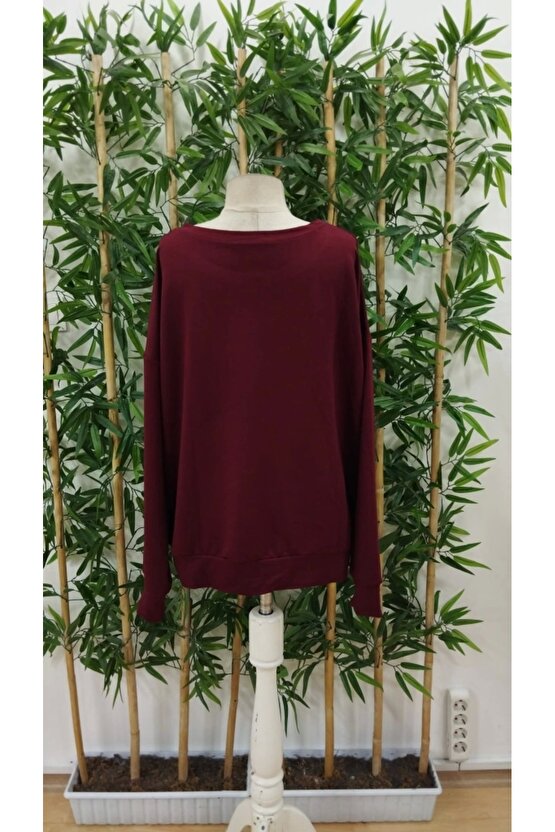 Kadın Uzun Kollu Bisiklet Yaka Desenli Viskon Iki Iplik Bluz