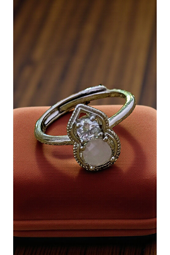 Doğal Taşlı Çelik Yüzük Ayarlanabilir Ebat