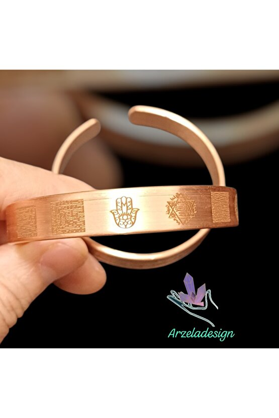 Kadın Erkek Bakır Bileklik Nazar Ayeti Felak-Ihlas Süresi Süleyman Mührü Fatma Ana Eli Celcelefiye