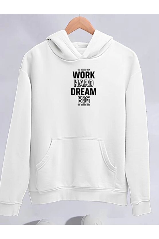 Kışlık Üç İplik Kapşonlu weathirt Beyaz