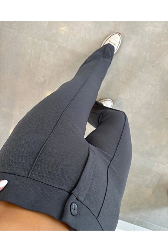 Kadın Yüksek Bel Full Likralı Krep Kumaş Pantolon