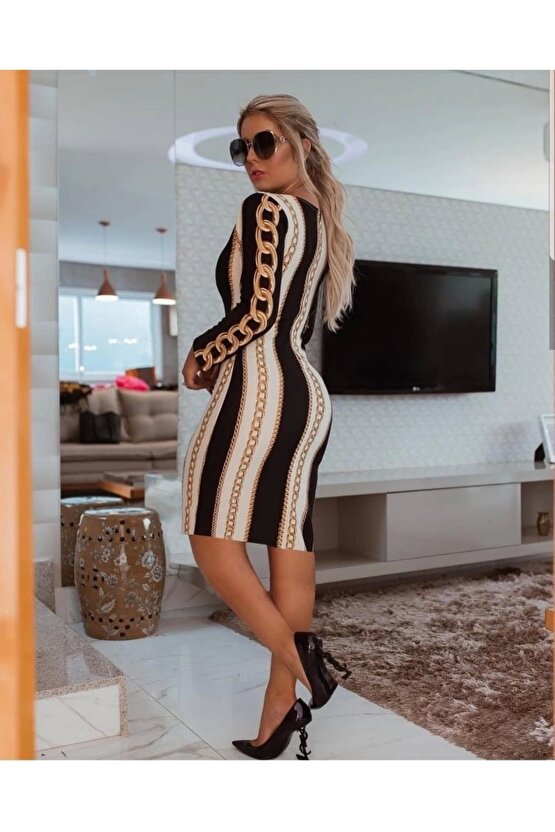 Kadın Uzun Kollu Bisiklet Yaka cuba idi Boy Elbise