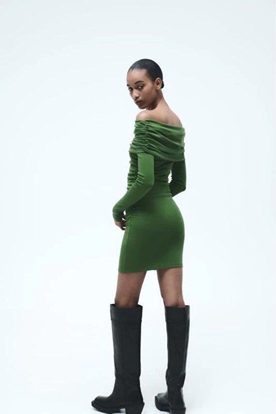 Kadın adonna endil Yaka Fırsat ürün Büzgülü ini Elbise