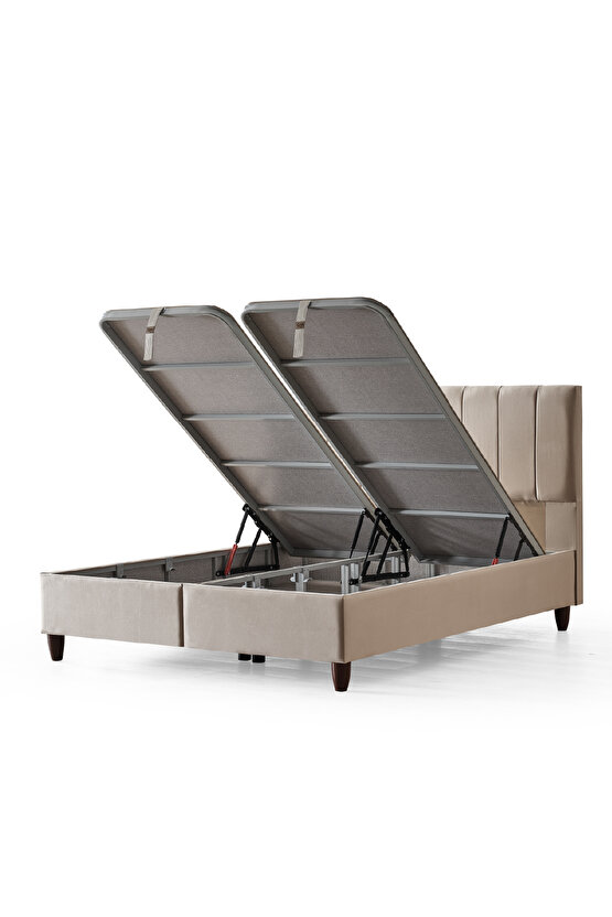 Manolya Çift Kişilik Sandıklı Baza ve Şık Başlık 2’li Set