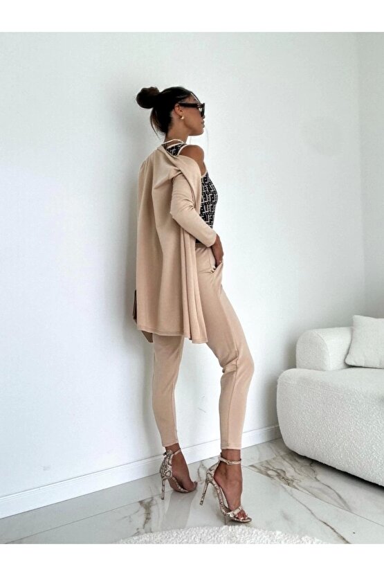 Kadın Uzun Kollu Krep üçlü Takım