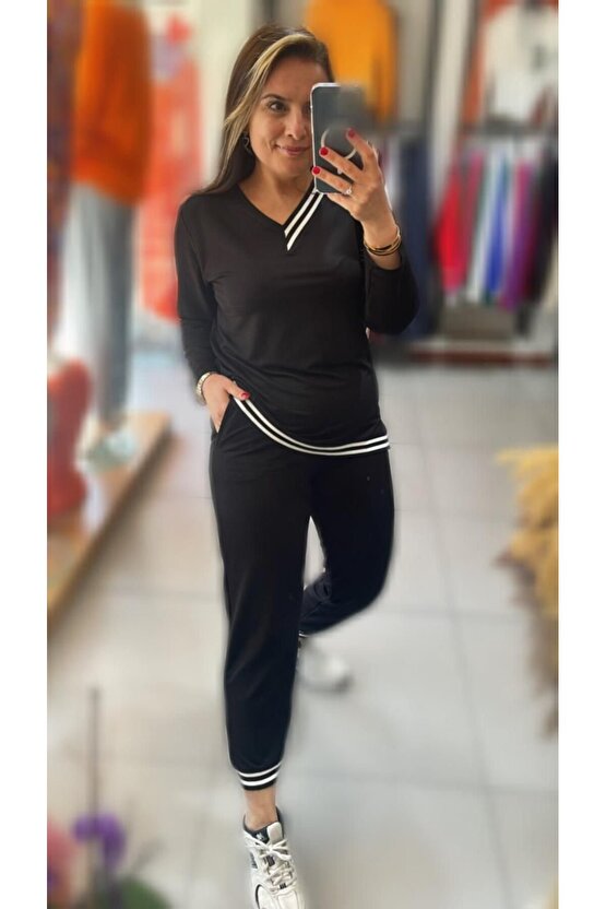 Kadın Yeni Sezon Uzun Kollu Ribana Detay Ikili Takım