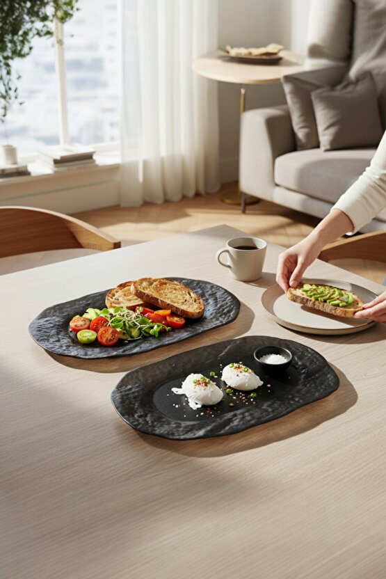 Ruw Glam 34cm Porselen Dikdörtgen Gondol Kayık Tabak Sushi Tabağı 2 Adet