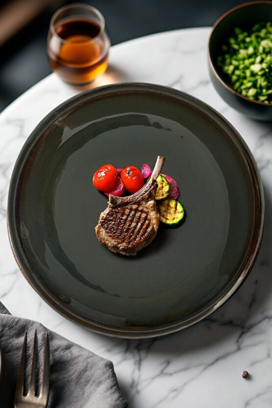 Plume Porselen 25cm Düz Servis Sunum Tabağı