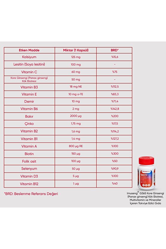 İmuneks Farma İmuseng G365 x 3 Adet