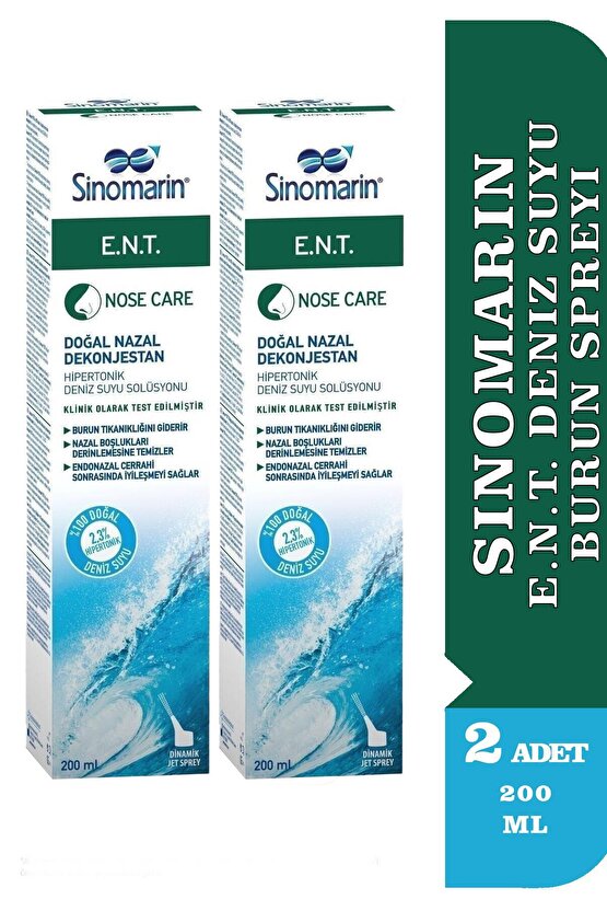 Sinomarin E.N.T. Deniz Suyu Burun Spreyi 200 ml 2 Adet