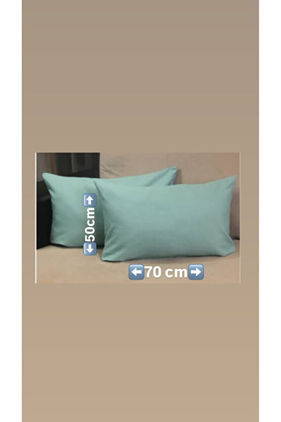 %100 COTTON (PAMUK) 2 ADET SU YEŞİLİ RENGİ 50x70 cm YASTIK KILIFI PİLLOW CASE