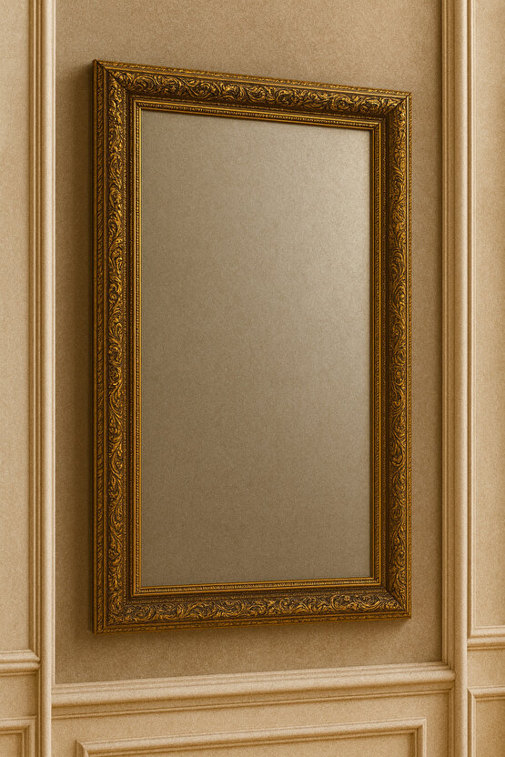 Altın Varaklı Çerçeveli Ayna-5cm Çerçeve Kalınlığı-Gold Ayna-Klasik Ayna-Varaklı Ayna - Salon Ayna