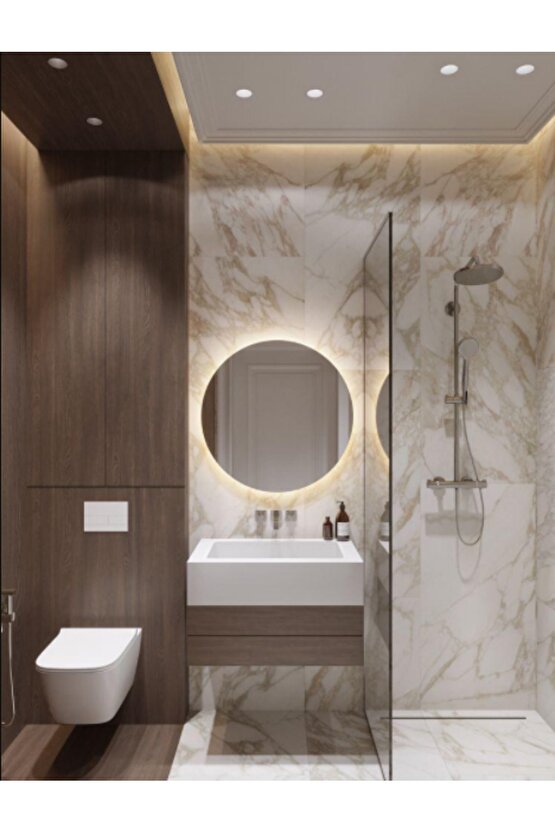 70 Cm Rgb Çok Renkli Ledli Yuvarlak Duvar Aynası Banyo Ve Makyaj Aynası Trafolu Kumandalı