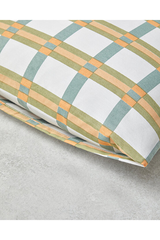 Summer Plaid Kolay Ütülenir 2li Yastık Kılıfı 50x70 cm Yeşil