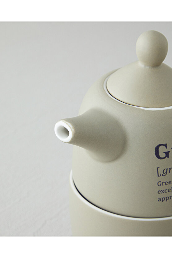 Green Tea New Bone China Demlik Seti 300 ml Yeşil