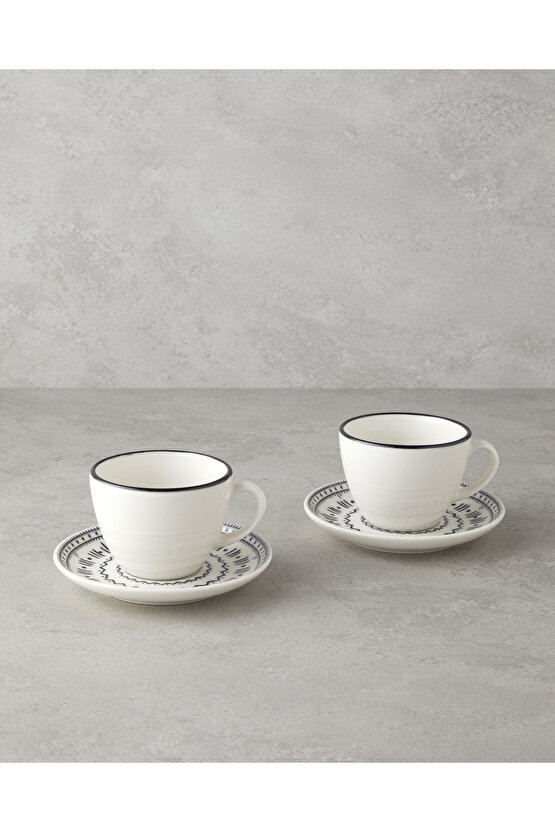 Deco Bone Porselen 4 Parça 2 Kişilik Fincan Takımı 220 ml Siyah