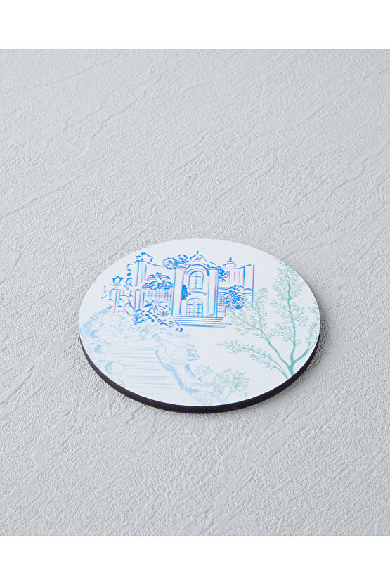 Seafood Ahşap 4lü Bardak Altlığı 10 cm Renkli