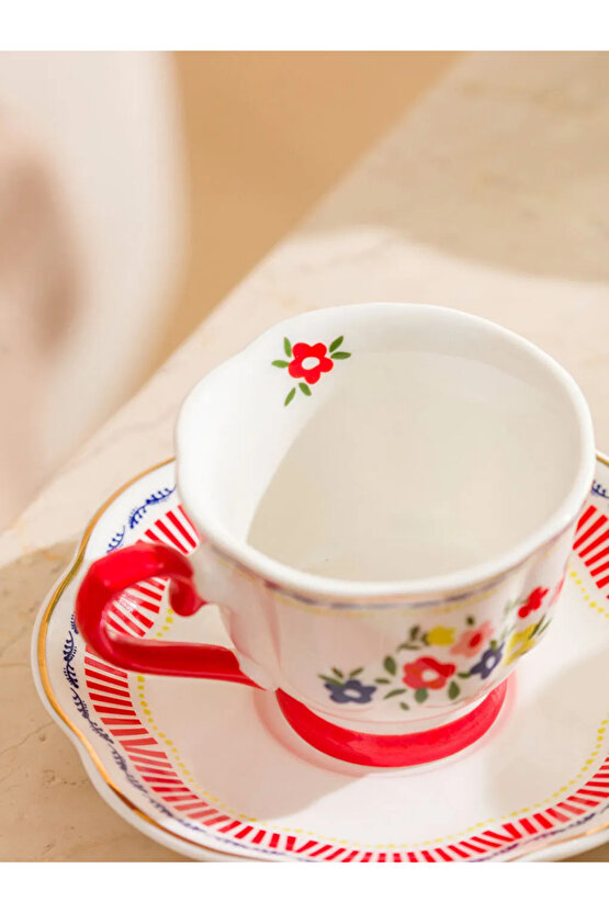 LCW HOME Karışık Çiçek Baskılı 2 Kişilik Porselen Kahve Fincan Takımı 90 Ml