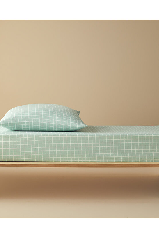 Pure Line Pamuklu Çocuk Lastikli Çarşaf Takımı Seledon