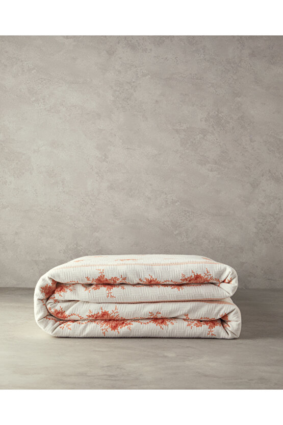 Flower Line Tek Kişilik Pike Turuncu