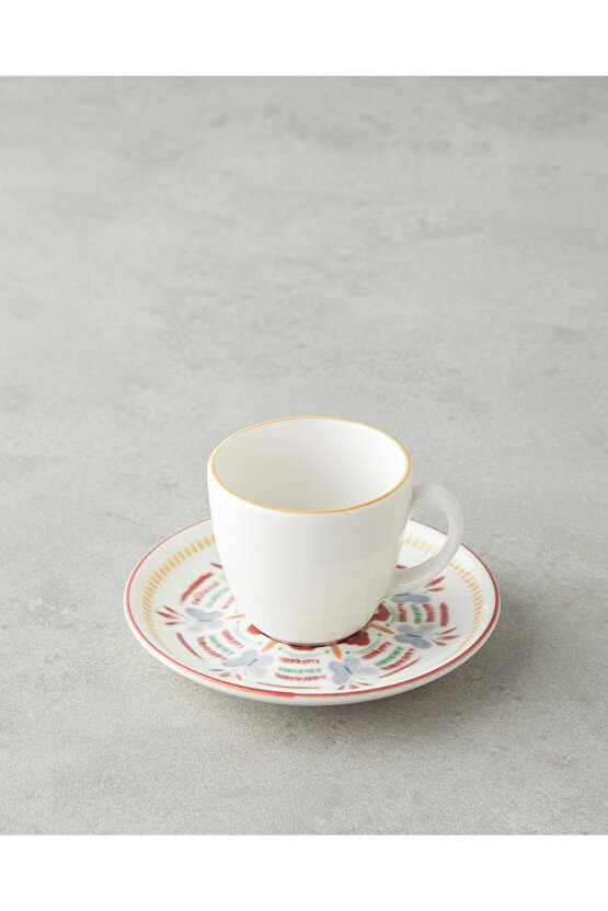 Elvina Bone Porselen 4 Parça 2 Kişilik Kahve Fincan Takımı 90 ml Renkli