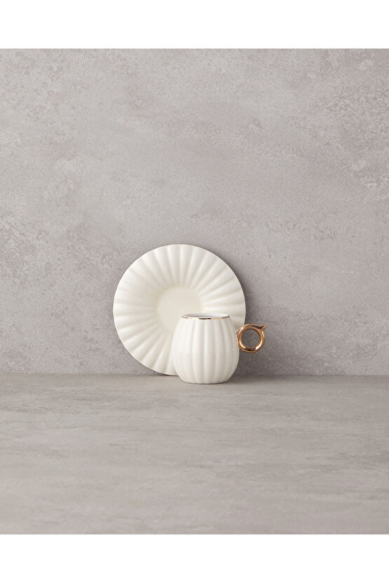 Polka New Bone China 12 Parça 6 Kişilik Kahve Fincan Takımı Beyaz