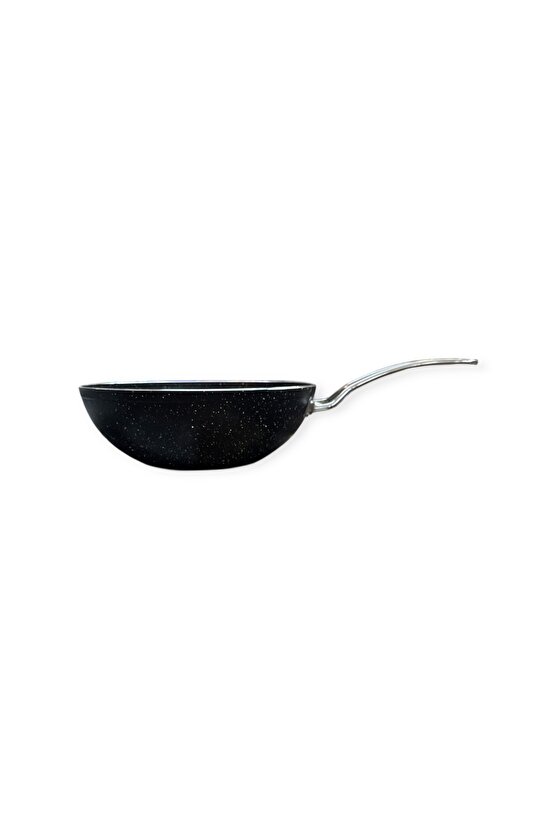 28 Cm Döküm Granit Wok Tava Metal Saplı