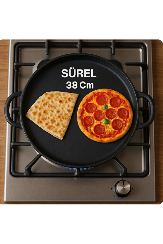 Demir Döküm Gözleme Ve Pizza Tavası 38 Cm Indüksiyon Uyumlu