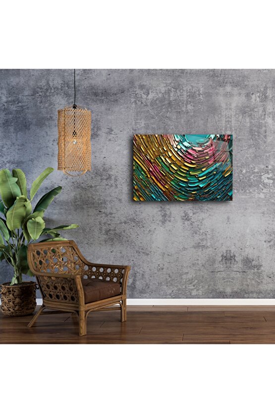 Soyut Renk Dalgaları Cam Tablo
