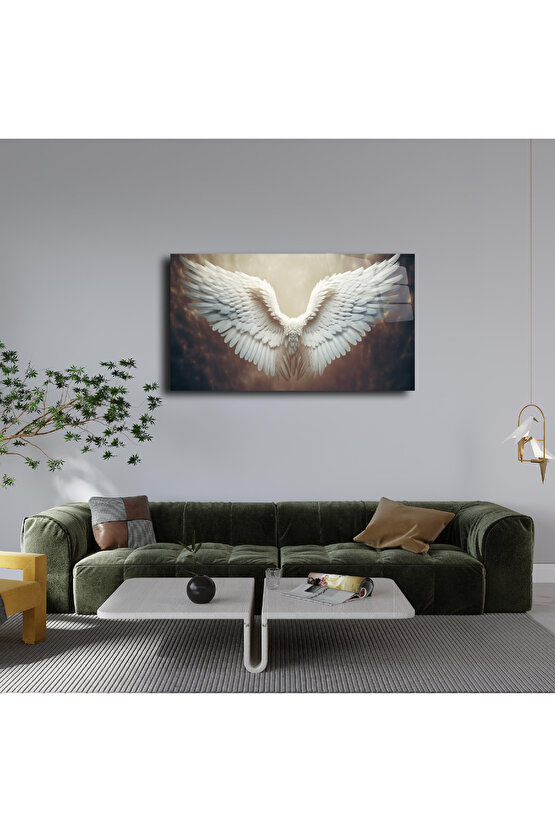 Melek Kanatları Cam Tablo Duvar Dekoru