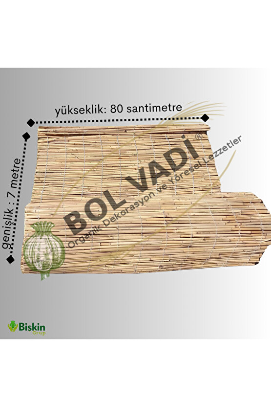 80cm X 7m Afyonkarahisardan Misina Ipli Doğal Bambu Kamış Çit,bahçe Çiti,hasır Çit, Gölgelik