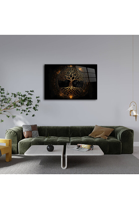 Hayat Ağacı Görseli Cam Tablo Duvar Dekoru 1