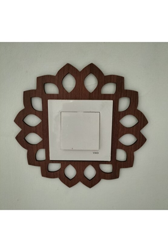 Yuvarlak Desenli Tekli Priz Anahtar Çerçeve Süsü Kiraz Rengi
