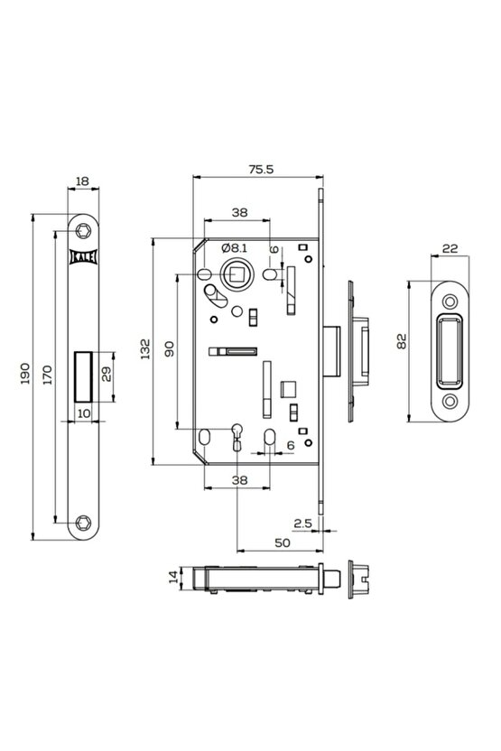 231nn Oda Kilidi 50mm Nikel Oval Mıknatıslı
