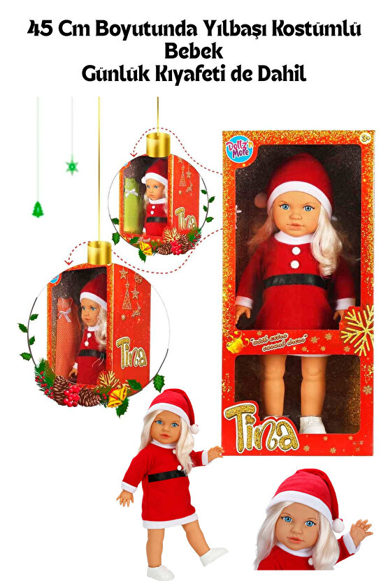 Oyuncak Bebek Yılbaşı Kostümlü ve Günlük Kıyafetleri İle Birlikte 45 Cm