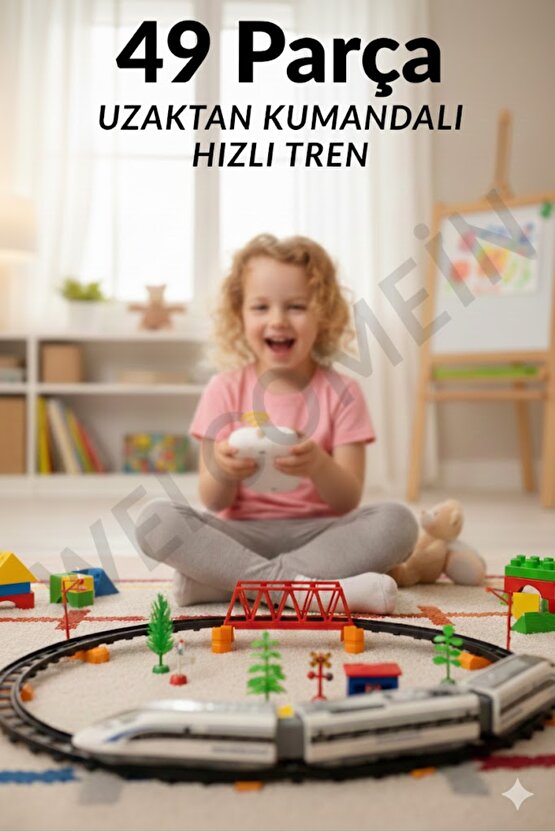 Oyuncak Uzaktan Kumandalı 49 Parça Işıklı 265 Cm Hızlı Tren Set