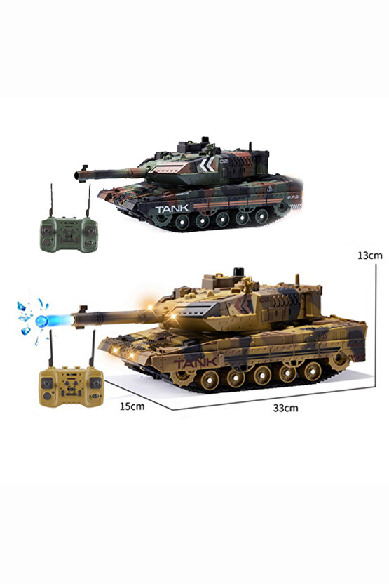 Oyuncak Şarjlı 2.4 Ghz Uzaktan Kumandalı Su Topu Atan Buharlı 360° Dönen Askeri Tank