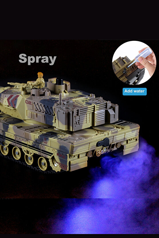 Oyuncak Şarjlı 2.4 Ghz Uzaktan Kumandalı Su Topu Atan Buharlı 360° Dönen Askeri Tank