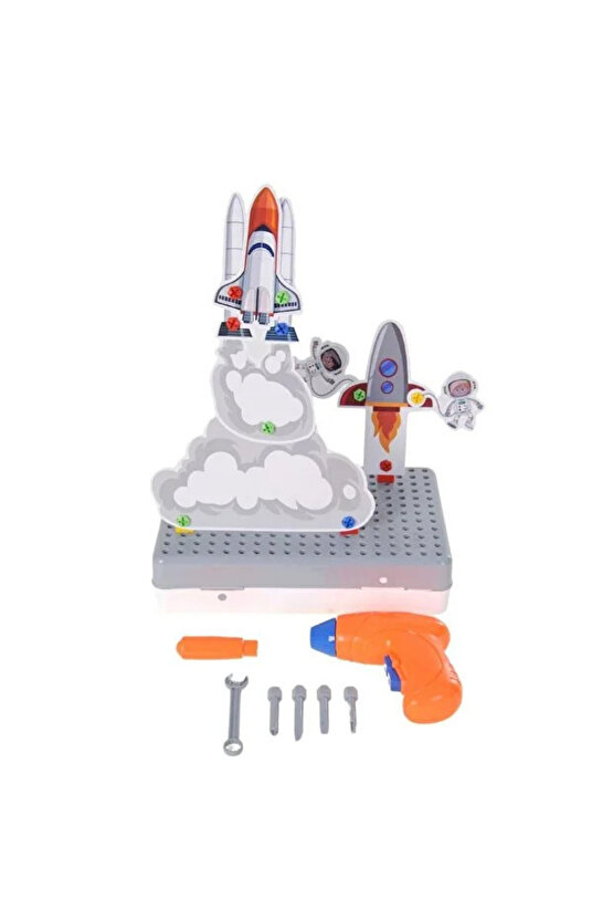 Oyuncak Eğitici Aktivite Mentossori 3D Eğitici Matkap Sök Tak Puzzle Seti Uzay Serisi