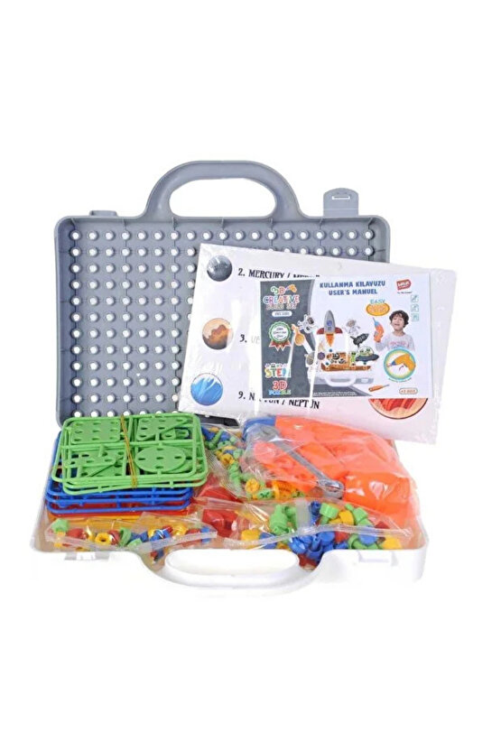 Oyuncak Eğitici Aktivite Mentossori 3D Eğitici Matkap Sök Tak Puzzle Seti Uzay Serisi