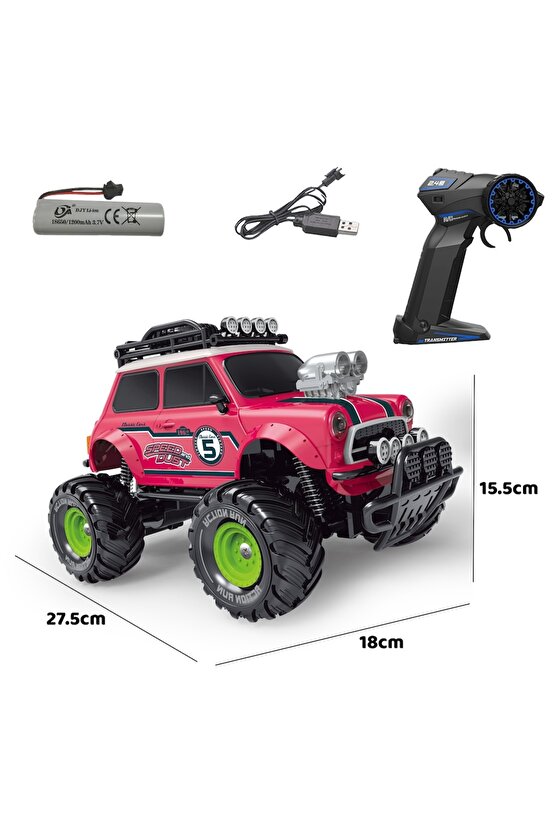 Oyuncak Uzaktan Kumandalı Full Fonksiyon 1:18 Şarjlı 2.4G Sevimli Off-Road Mini Araba