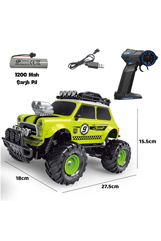 Oyuncak Uzaktan Kumandalı Full Fonksiyon 1:18 Şarjlı 2.4G Sevimli Off-Road Mini Araba