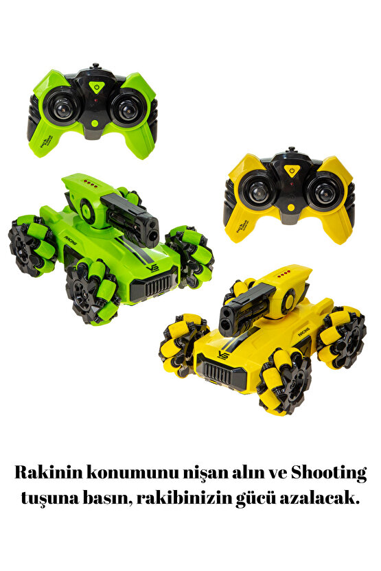 2 Oyunculu Ateş Edebilen Uzaktan Kumandalı Akrobat Full Fonksiyonlu Araba Multiplayer