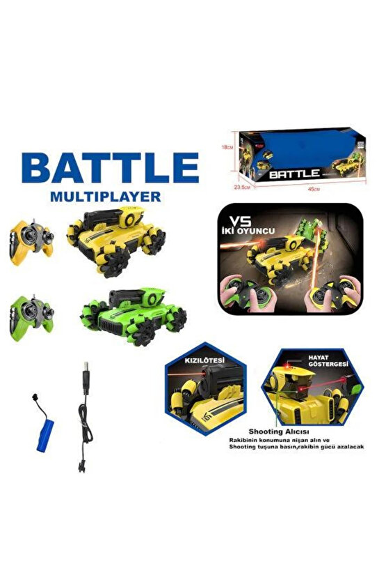 2 Oyunculu Ateş Edebilen Uzaktan Kumandalı Akrobat Full Fonksiyonlu Araba Multiplayer