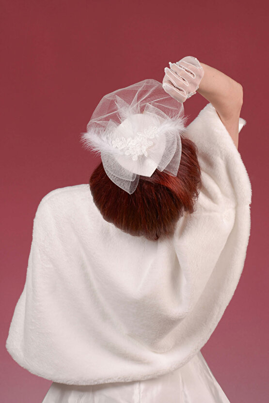 Kırık Beyaz Dantel Gelin Kepi Nikah Şapkası Vualet Düğün Şapkası Gelin Saç Aksesuar Toka