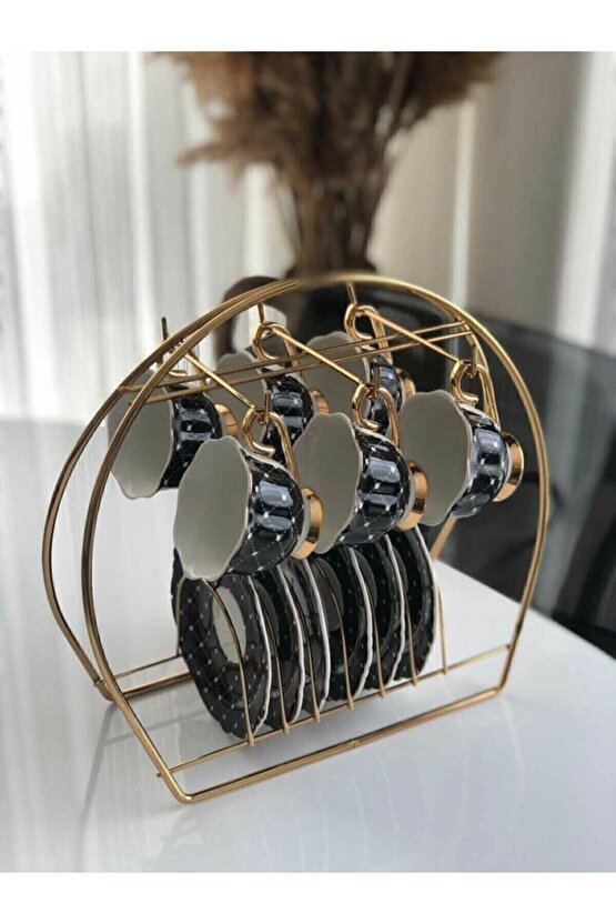 Home Altın Rengi Fincanlık Gold Fincan Standı Sorelis 6lı Sunum Gold