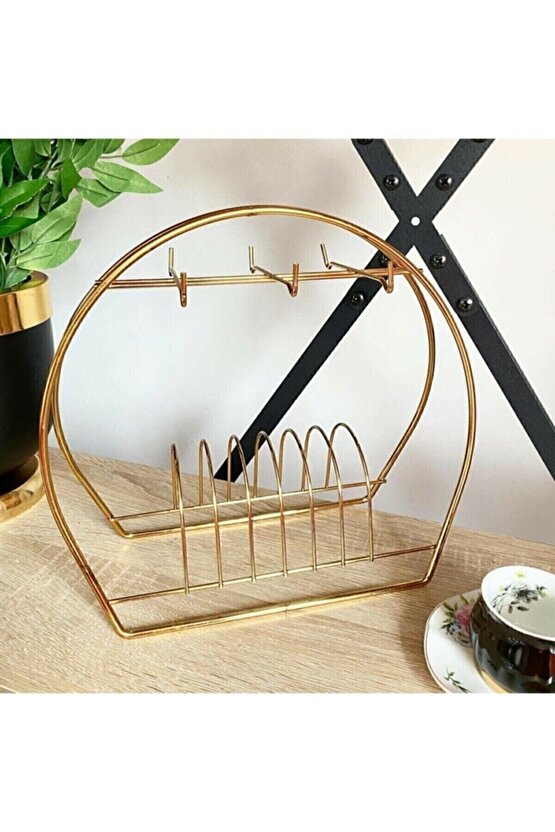 Home Altın Rengi Fincanlık Gold Fincan Standı Sorelis 6lı Sunum Gold