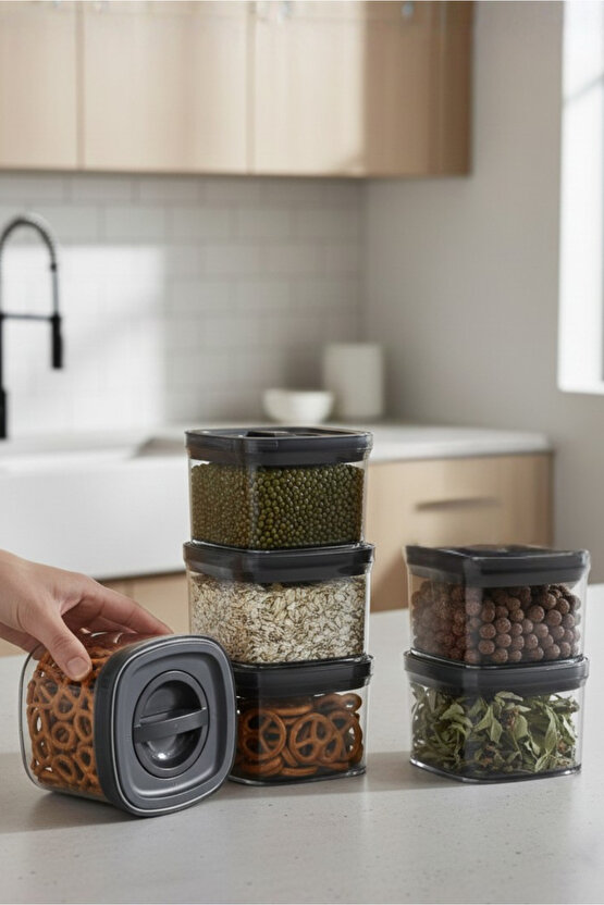 6lı Locko Kilitli Sızdırmaz Saklama Kabı Vakumlu Erzak Kabı 0,7 L